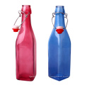 empty red color  250ml 500ml 1000ml Swing Top Square Glass Bottles for Oil Beer Beverage